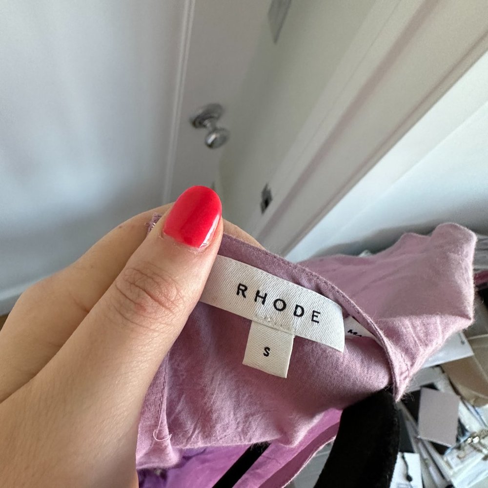 ❌SOLD❌Rhode Ella Mini Dress SZ S Smoky Grape Ruffled Flounce Skirt Braided Waist - Picture 3 of 9